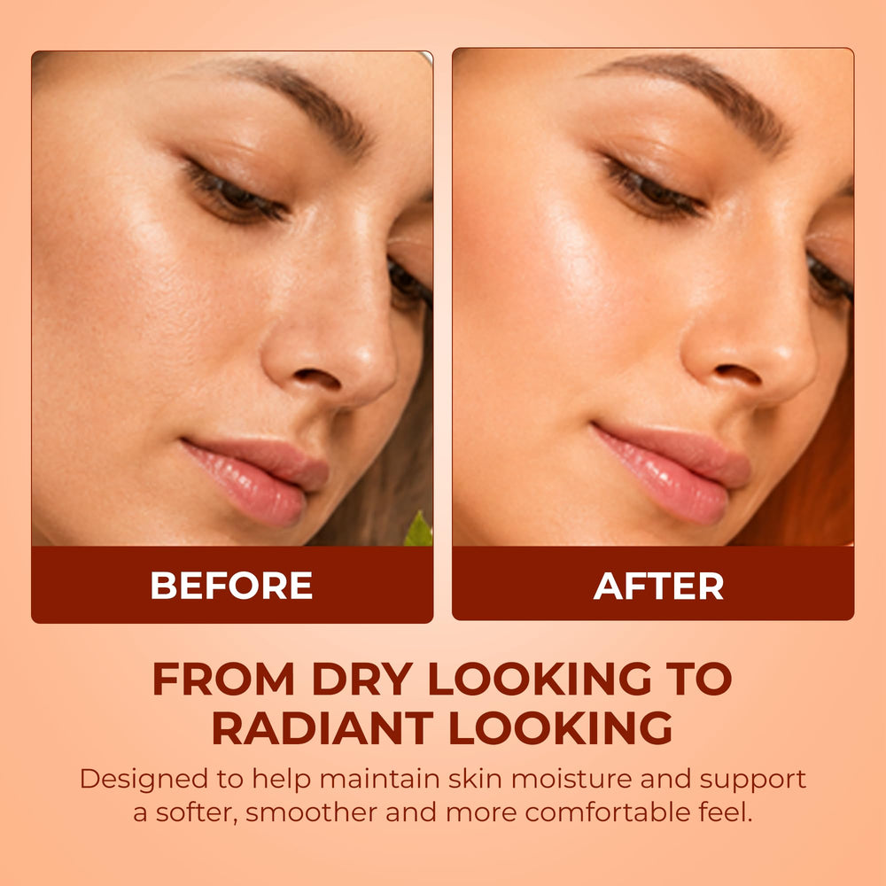 PURSONIC oil applied to cheek demonstrating hydration and non-greasy finish