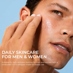Pursonic serum applied to neck and décolleté showing easy spreading benefit