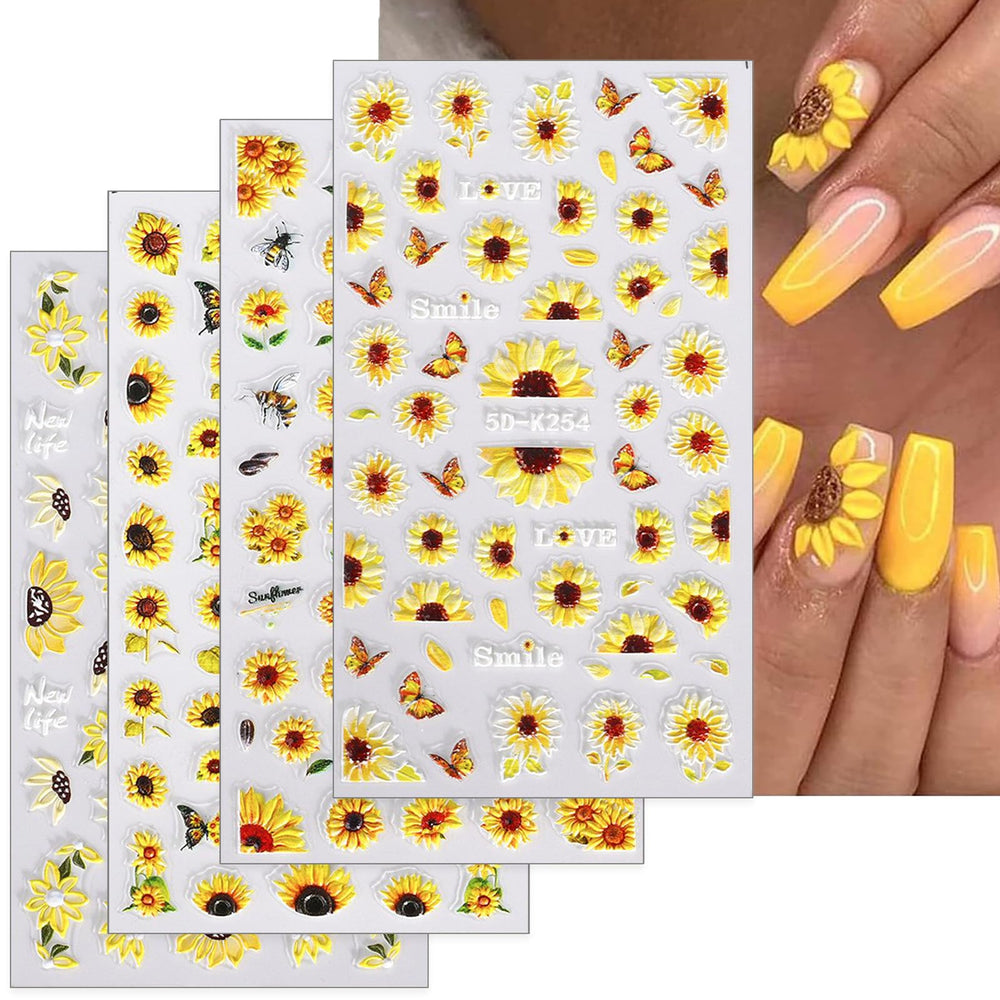 Puyokinm front packaging showing four sunflower sticker sheets and contents benefit quick selection