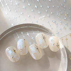 Puyokinm star sticker applied on acrylic nail demonstrating quick salon look