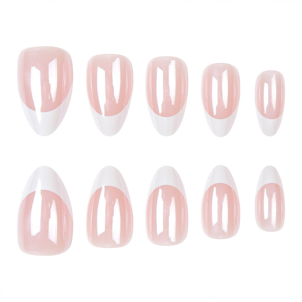 PXUEZAY close-up of white French tip gloss highlighting smooth high-shine finish