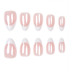 PXUEZAY close-up of white French tip gloss highlighting smooth high-shine finish