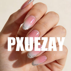 PXUEZAY detailed shot of a filed nail edge on a press-on, shows smooth finish and comfort