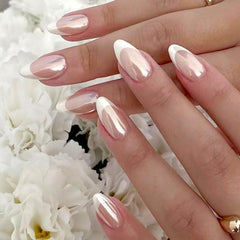 PXUEZAY front packaging showing glossy almond French tips for a polished look