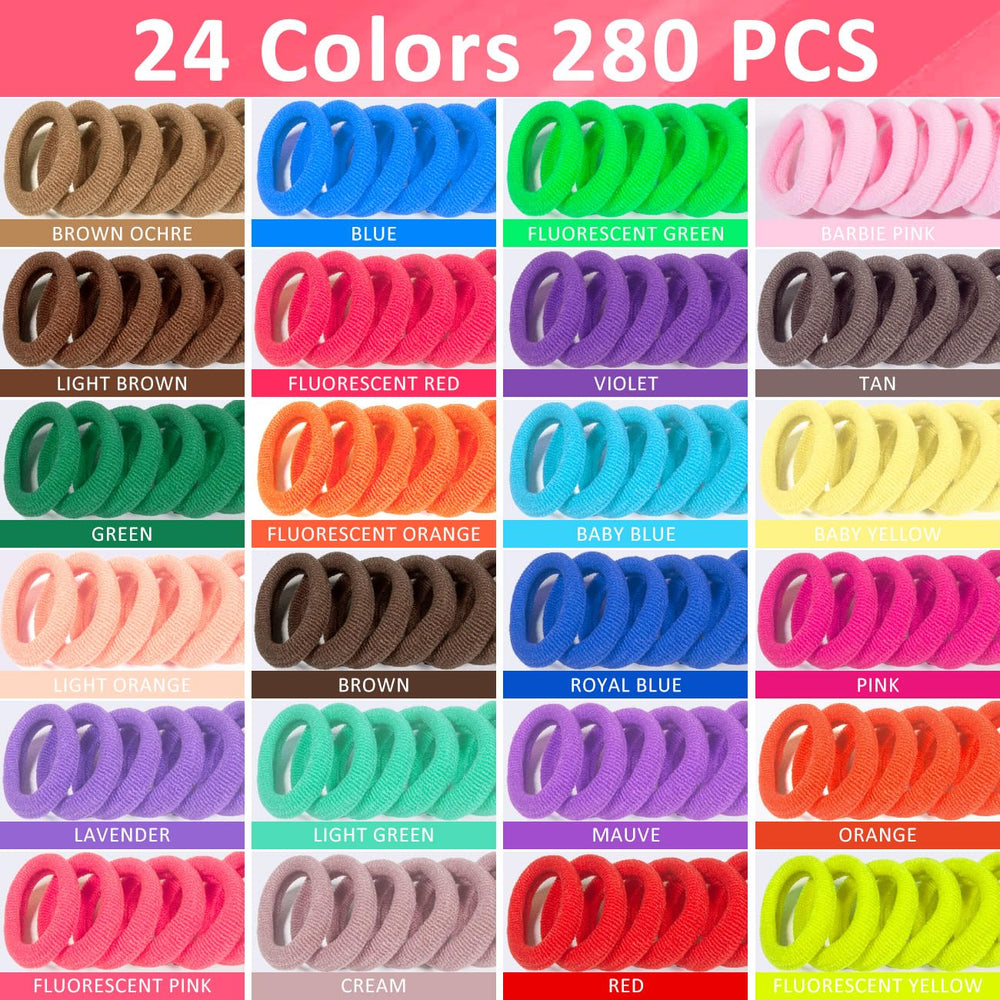 Pydeeirom organizer box open with neatly separated 24-color hair ties for quick access