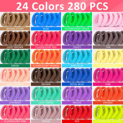 Pydeeirom organizer box open with neatly separated 24-color hair ties for quick access