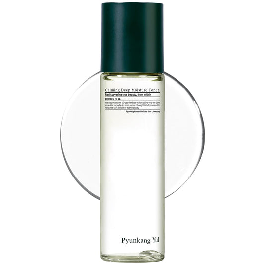 Pyunkang Yul front packaging showing bottle and label, clear calming benefit