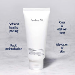 Pyunkang Yul close-up gel texture showing gentle exfoliating beads and smooth feel