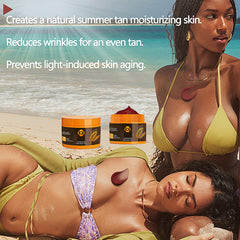 Qawnfy gel texture close-up displaying smooth absorbent formula for quick tanning
