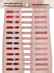 QCMME application on lips showing natural matte finish benefit