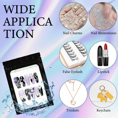 Qenk bag with press-on nails visible through transparent front for quick inspection
