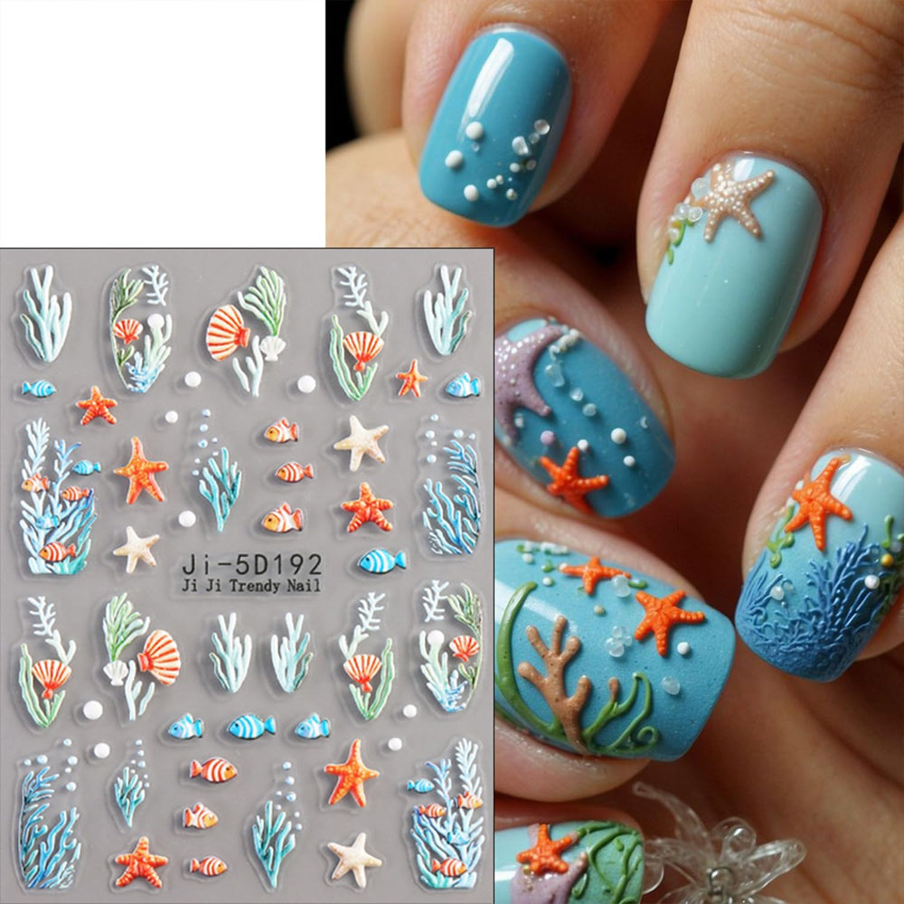 QEYRIYI sheet layout with seashells starfish seaweed for versatile designs