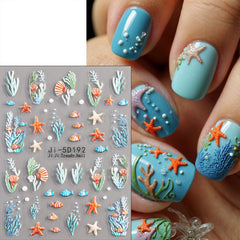 QEYRIYI sheet layout with seashells starfish seaweed for versatile designs