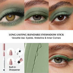 QHOSIULI close-up of built-in sharpener tip for precise liner and effortless touch-ups benefit
