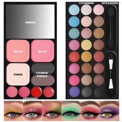 QiBest close-up of 24 eyeshadow shades showing blendable texture