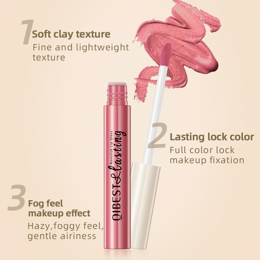 QiBest model wearing lipstick, displays flattering everyday finish