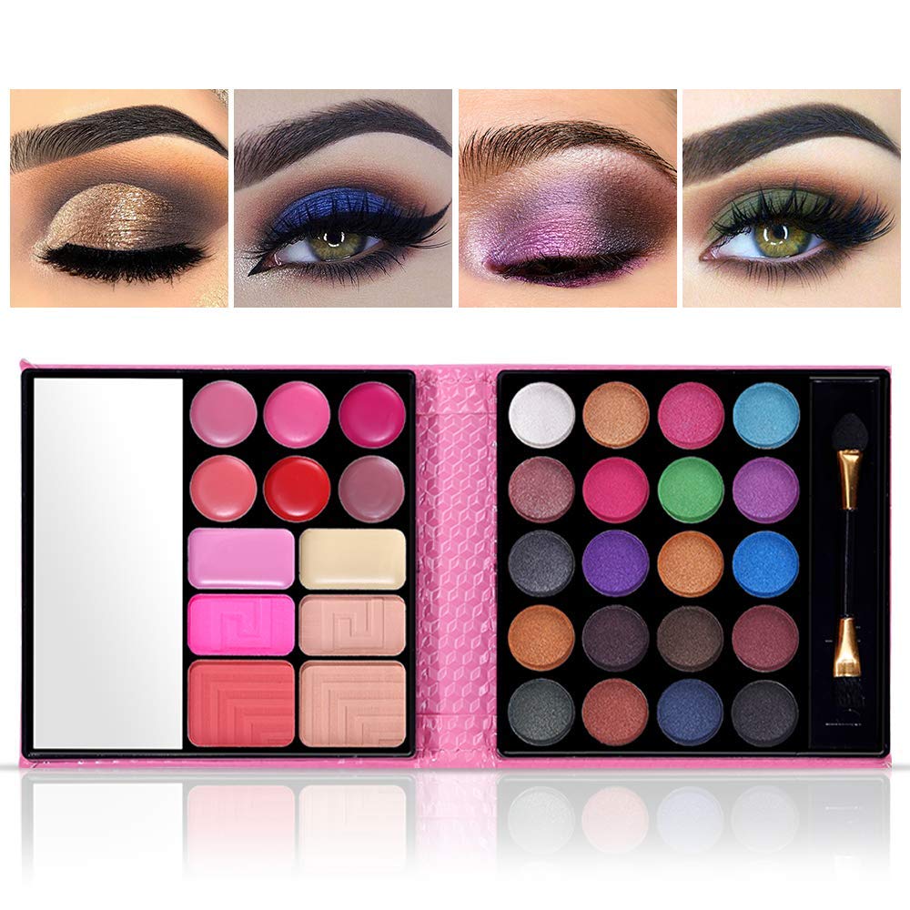 QiBest HD mirror and double-ended brush included for precise on-the-go application