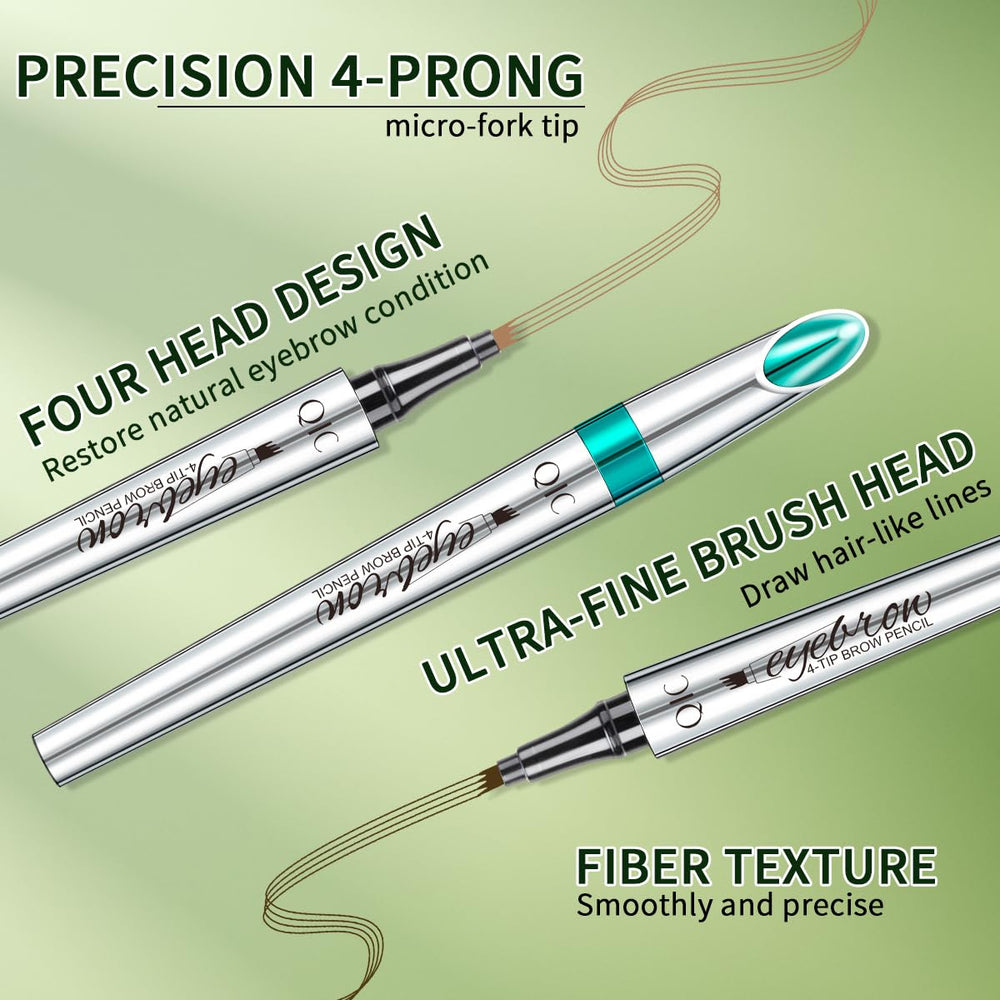 QIC eyebrow pen quad-tip closeup revealing micro tips for precise hair-like strokes