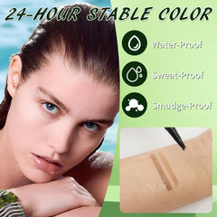 QIC eyebrow pen texture stroke swatch demonstrating natural-looking, buildable color