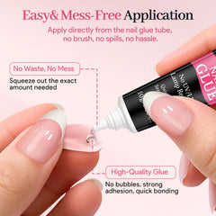 QIEK applying press-on nail to natural nail for fast at-home use