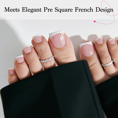 QIEK close-up of 3mm white French edge highlighting neat, elegant toe detail