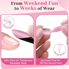 QIEK soft-gel nails bending to show flexibility and comfort