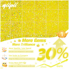 qiipii 24-grid organizer open with sorted lemon yellow resin rhinestones for quick selection