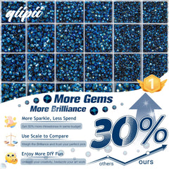 qiipii open 24-grid organizer displaying separated navy blue jelly rhinestones for quick access