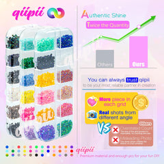 qiipii close-up of 2mm flatback facets highlighting sparkle and light refraction benefit