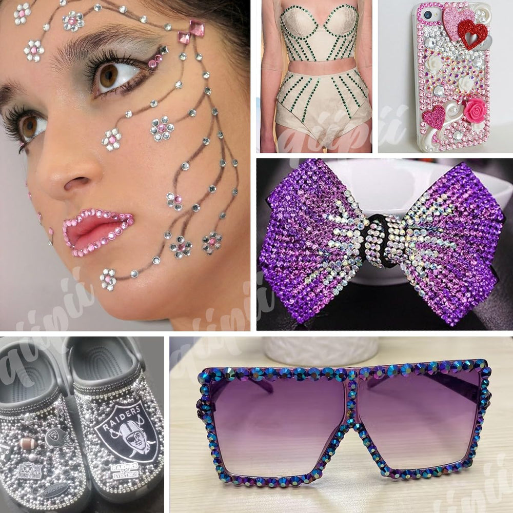 qiipii face makeup festival design using colorful gems for bold accents