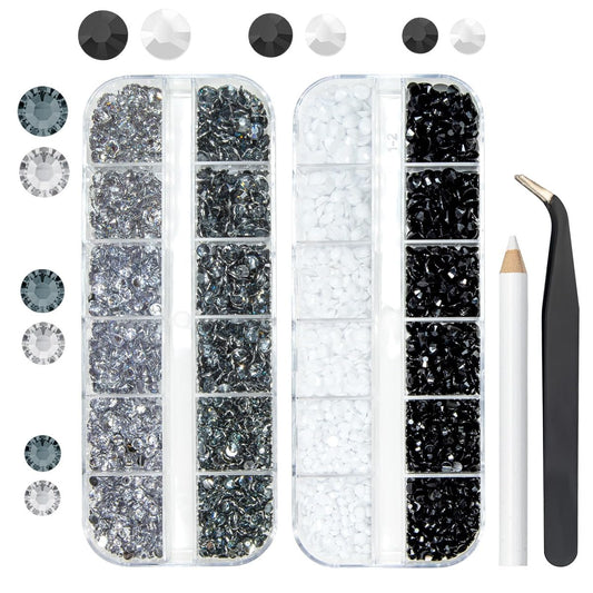 qiipii front box shot showing neat black and white gemstones, highlights easy selection