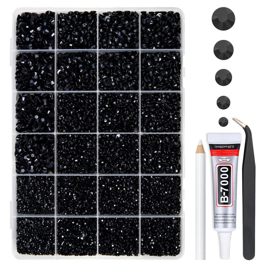 qiipii front packaging showing 24-grid box and included glue, ideal for organized crafting