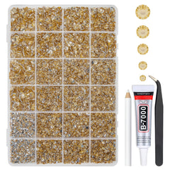 qiipii front packaging showing full champagne gold rhinestone kit and glue, great for gifting