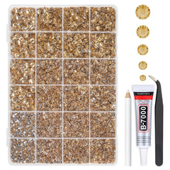 qiipii front packaging showing champagne rhinestone kit organization and convenience