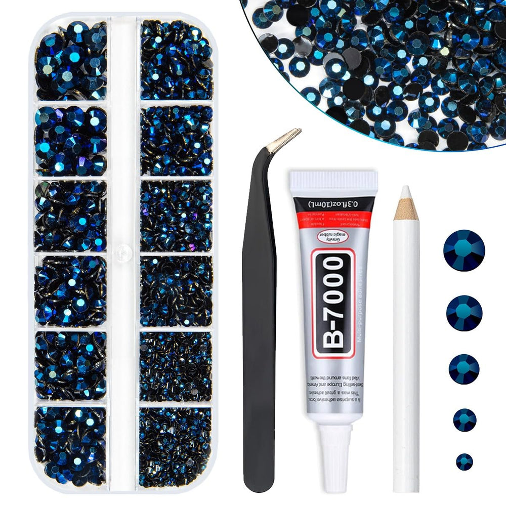 qiipii front packaging showing ink blue rhinestones and glue for clear project prep