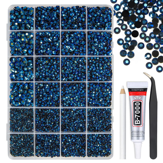 qiipii front packaging showing ink blue rhinestones and organized kit, ideal for easy storage