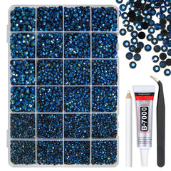 qiipii front packaging showing ink blue rhinestones and organized kit, ideal for easy storage