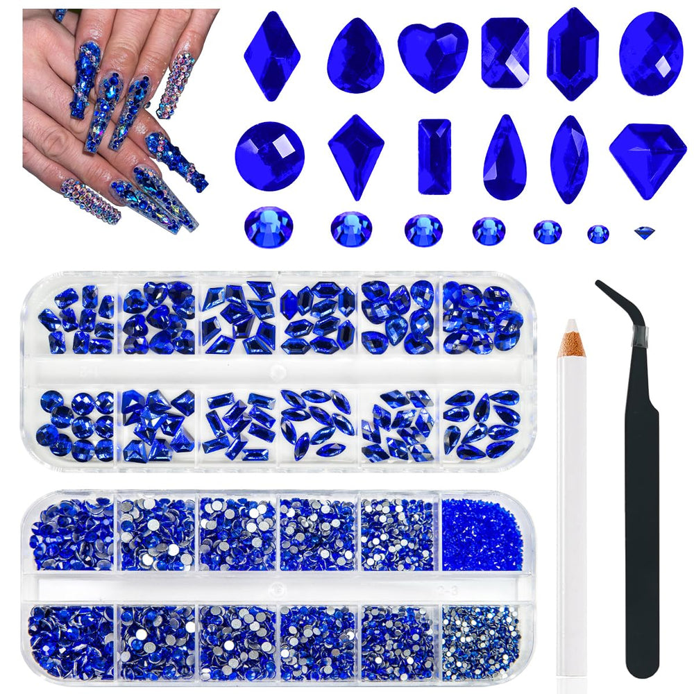 qiipii front packaging displaying blue rhinestones and tools for organized use