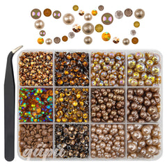 qiipii front packed box with sorted brown gems for organized crafting