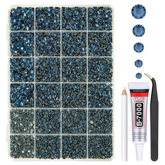 qiipii front packed kit showing navy rhinestones and glue for easy project starts