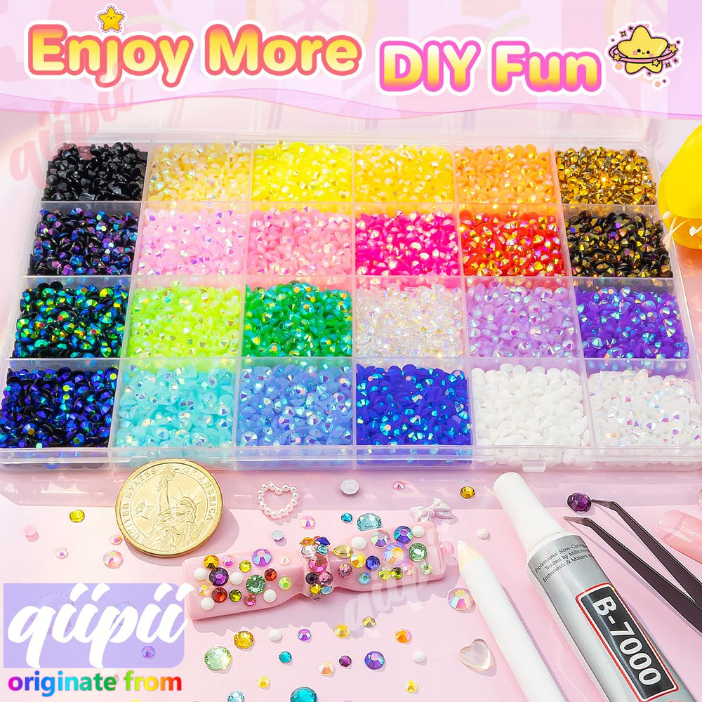 qiipii B7000 glue and tweezers included for precise placement and strong adhesion