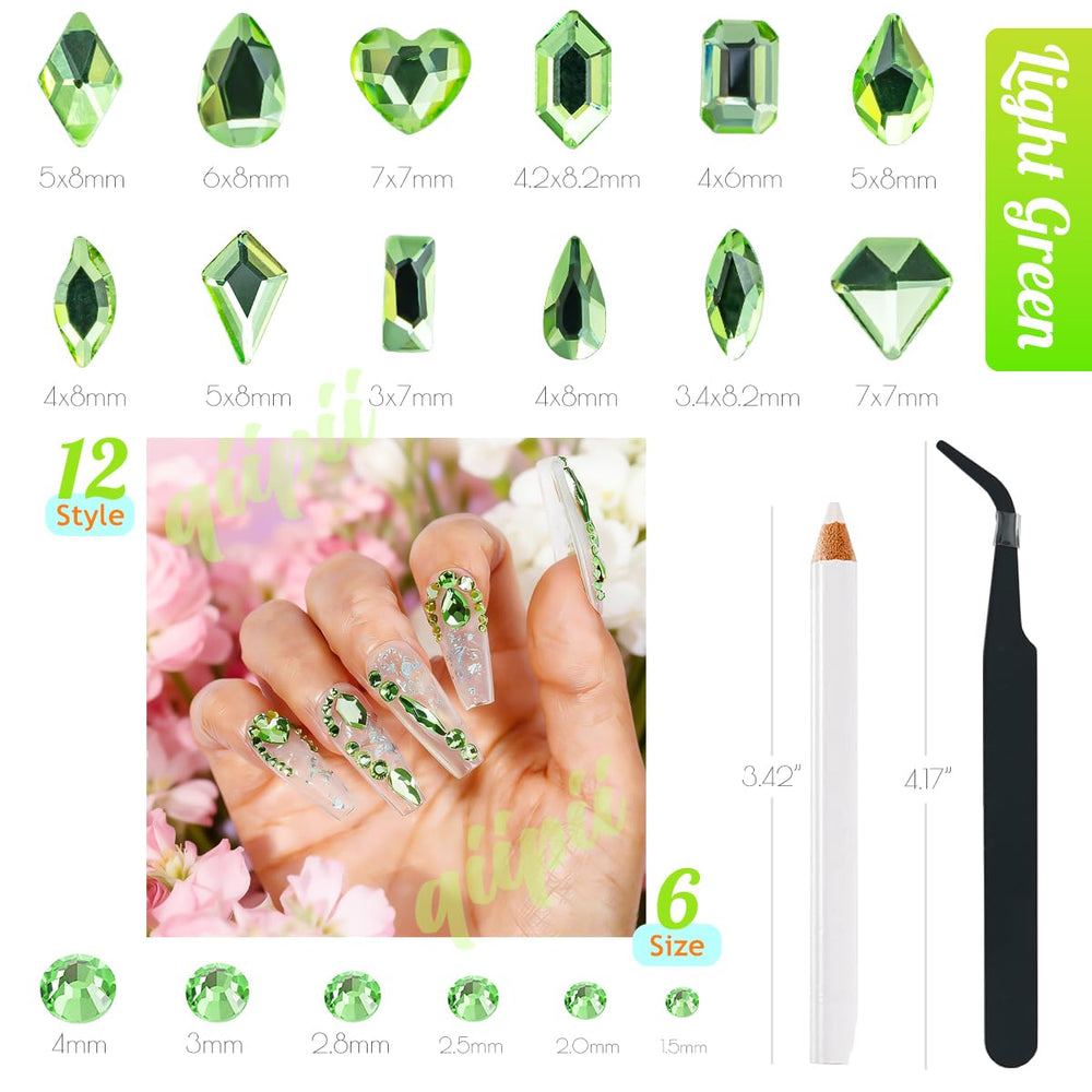 qiipii open grid compartments displaying sorted rhinestone sizes for fast selection