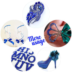 qiipii blue rhinestones applied on manicured nail adding eye-catching shine