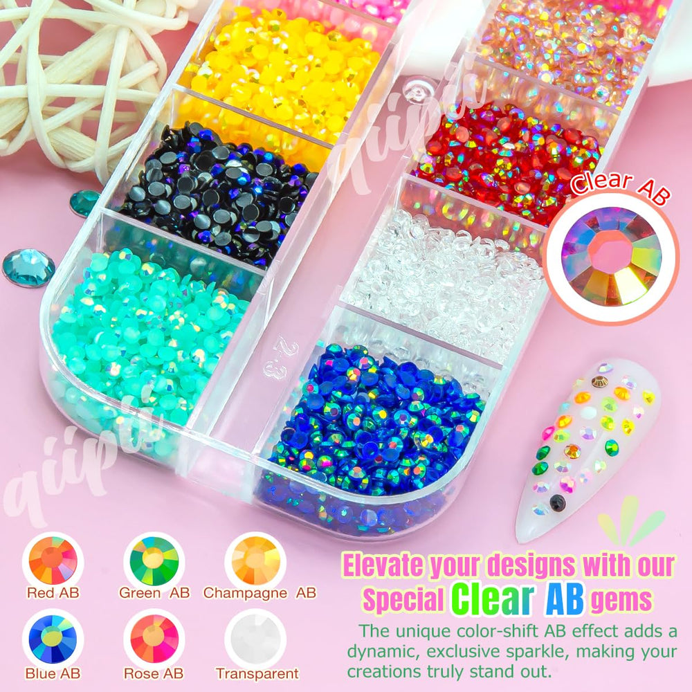 qiipii nail art using 2mm gems showing tiny detail and long-lasting visual impact
