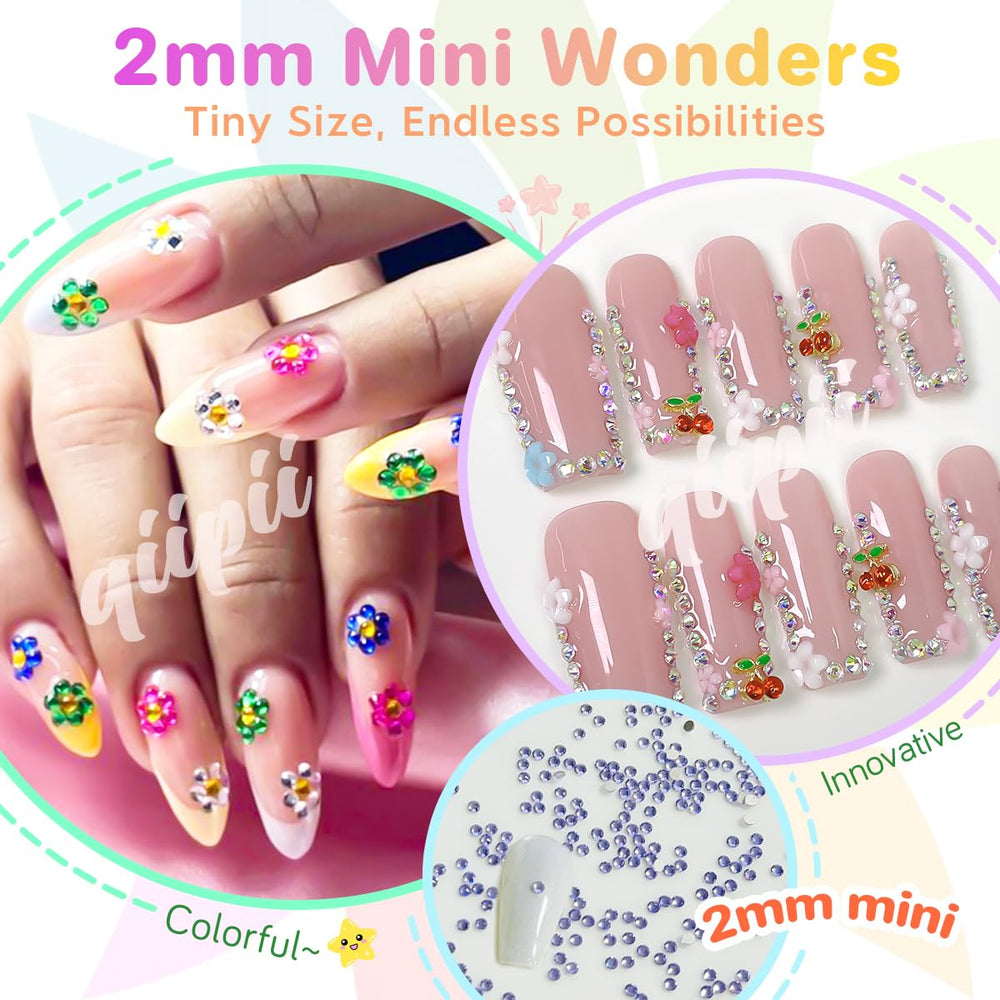 qiipii nail art detail with tiny stones adding refined sparkle to manicure