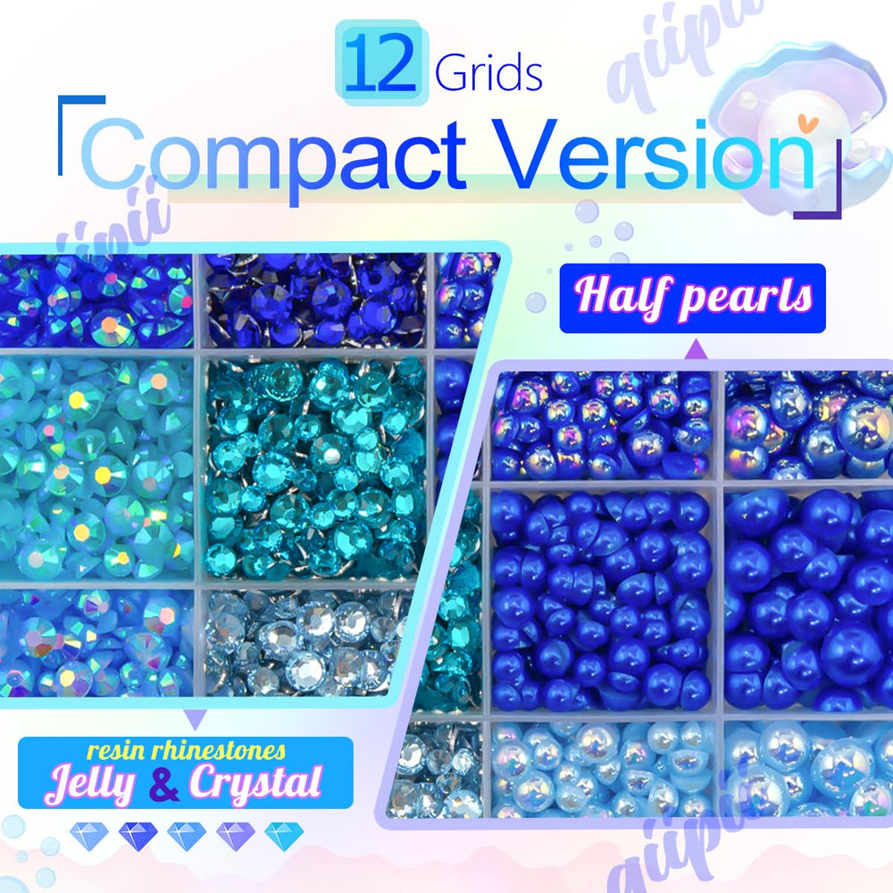 qiipii close-up of mixed pearls and rhinestones showing sparkle and color contrast