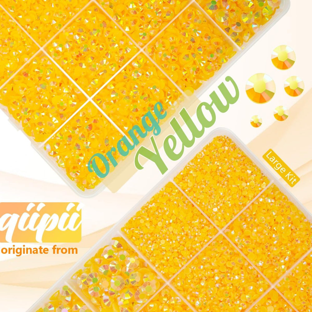 qiipii orange-yellow rhinestones applied to a tumbler illustrating decorative sparkle