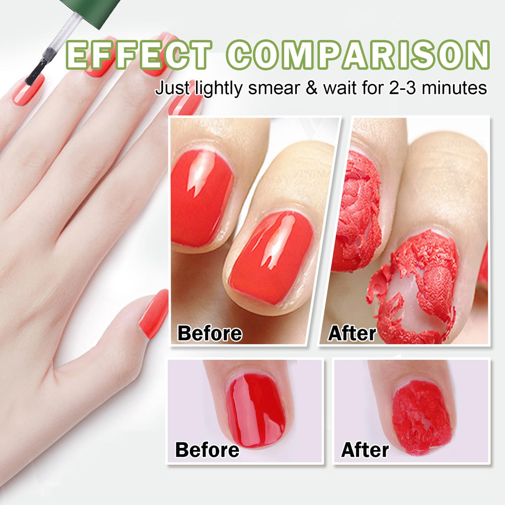QIUFSSE applying gel remover to a nail for fast softening and easy wipe-off