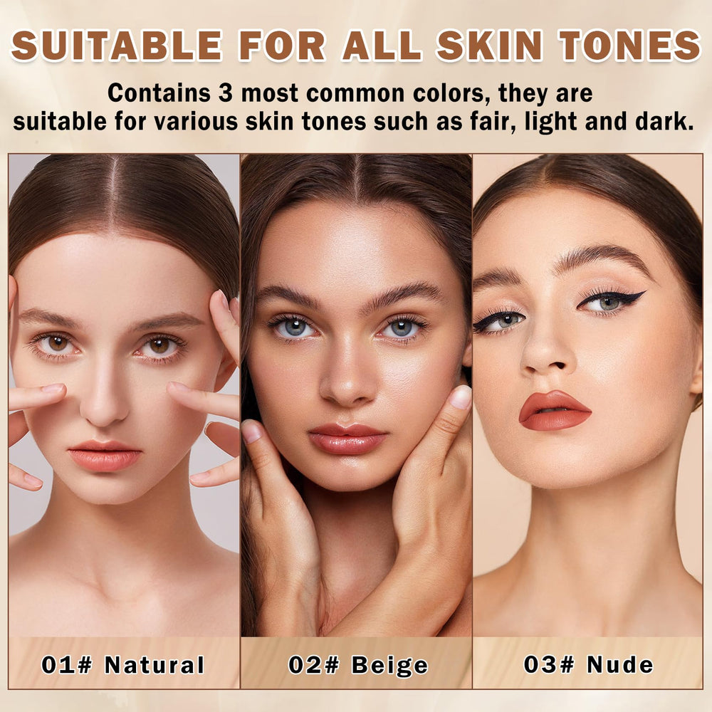 QIUFSSE on vanity with brush and puff suggesting quick application and everyday use
