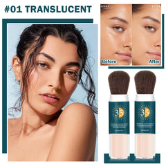QIUFSSE open compact with brush and powder for quick touch-ups